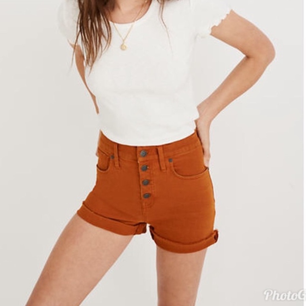 Madewell High-Rise Denim Shorts | Orange | Size 25